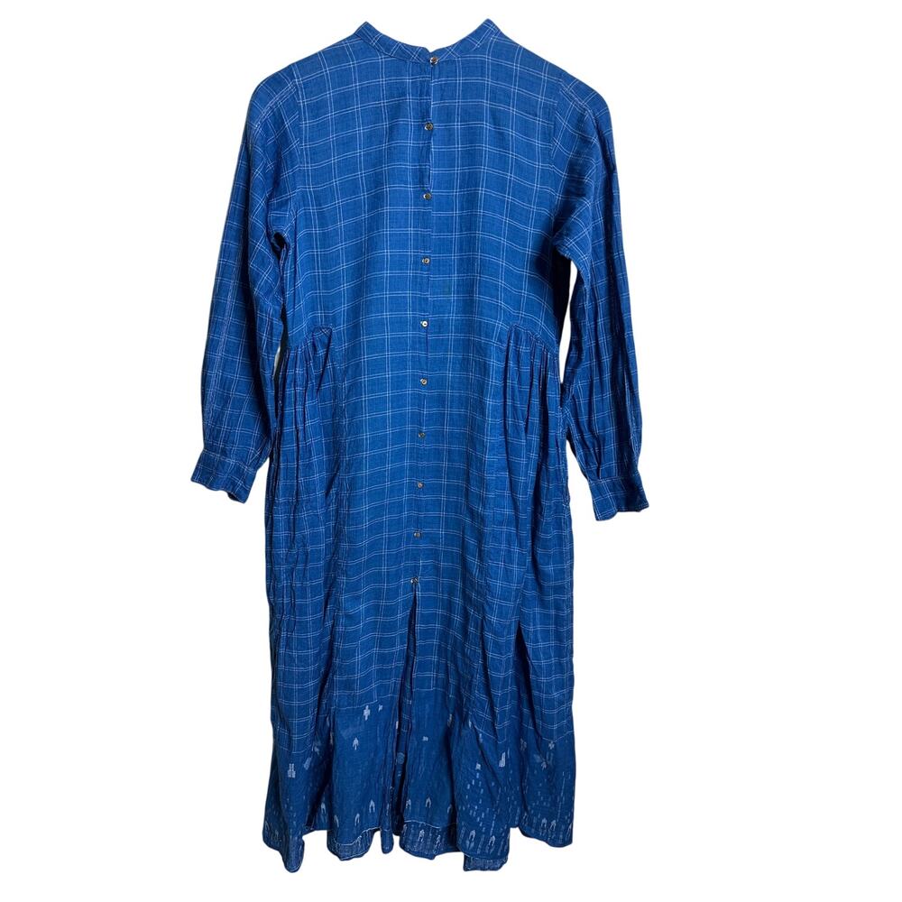 Injiri Plaid Jamdani Dress size XS Handwoven Windowpane Cotton Dress FLAWED